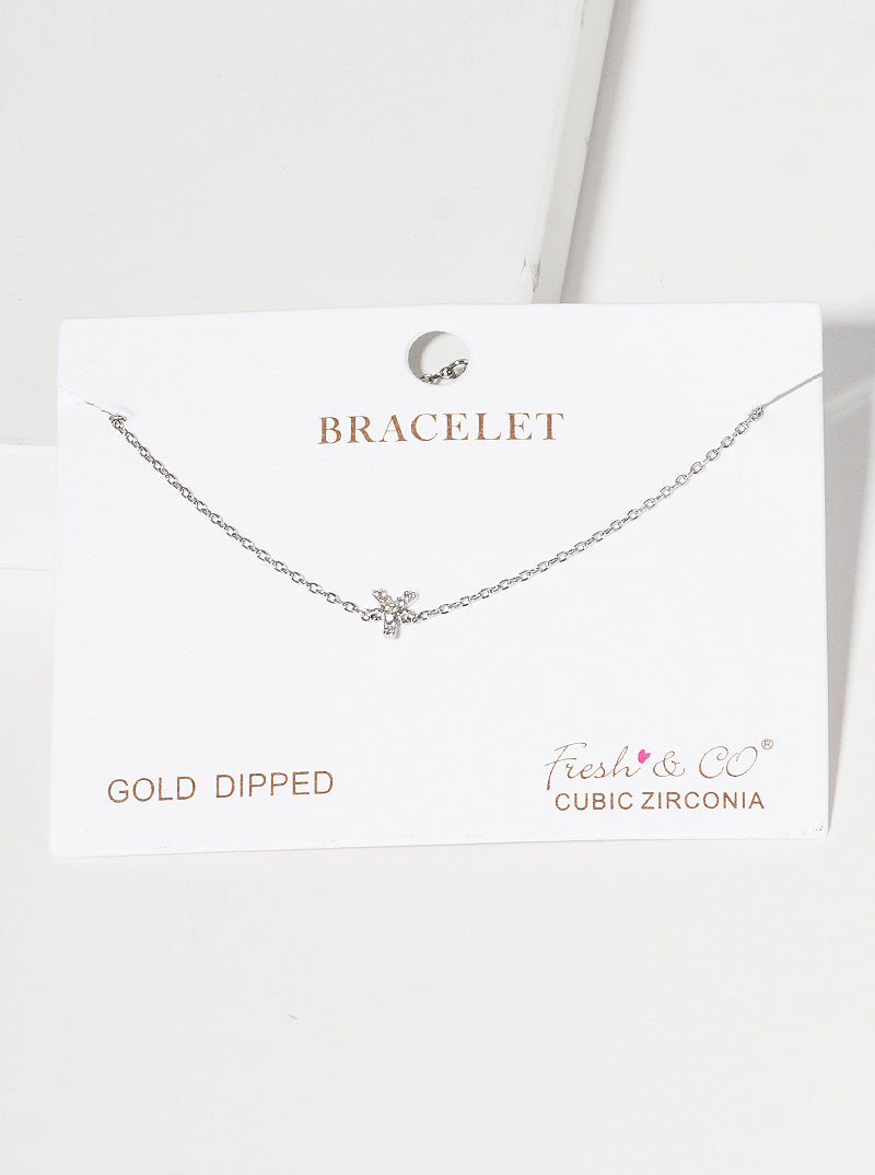 18K Gold Dipped Pave Set Cubic Zirconia Initial Bracelet