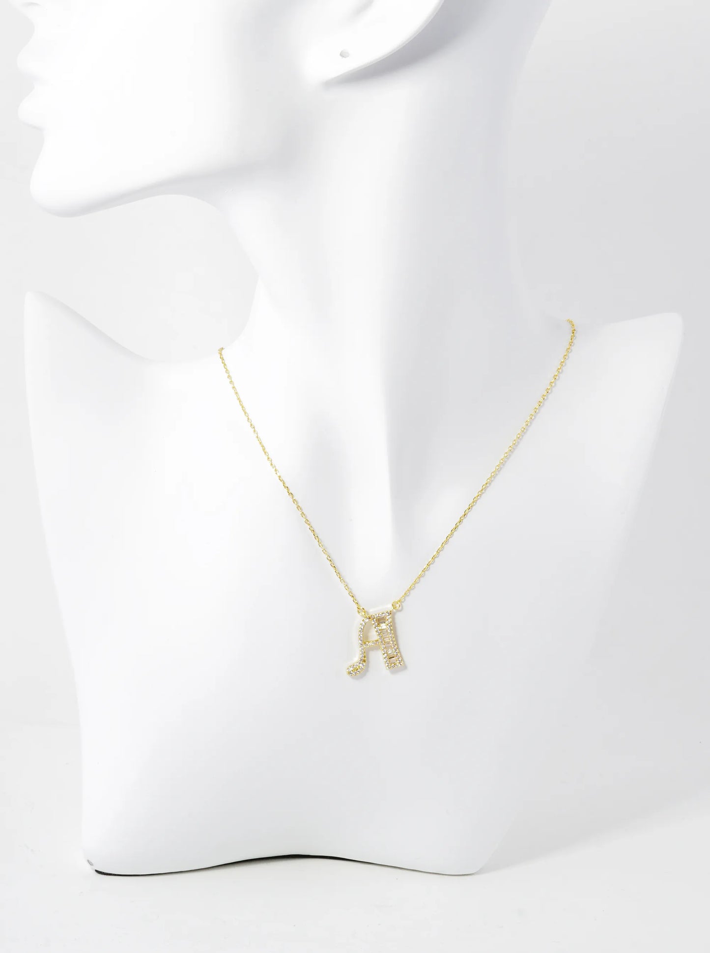 18K Gold Dipped Pave Set Cubic Zirconia Letter Pendant Initial Necklace