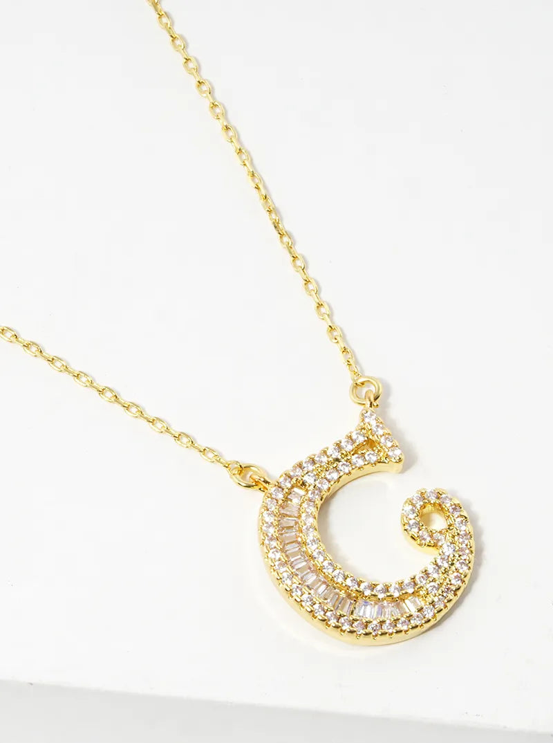 18K Gold Dipped Pave Set Cubic Zirconia Letter Pendant Initial Necklace