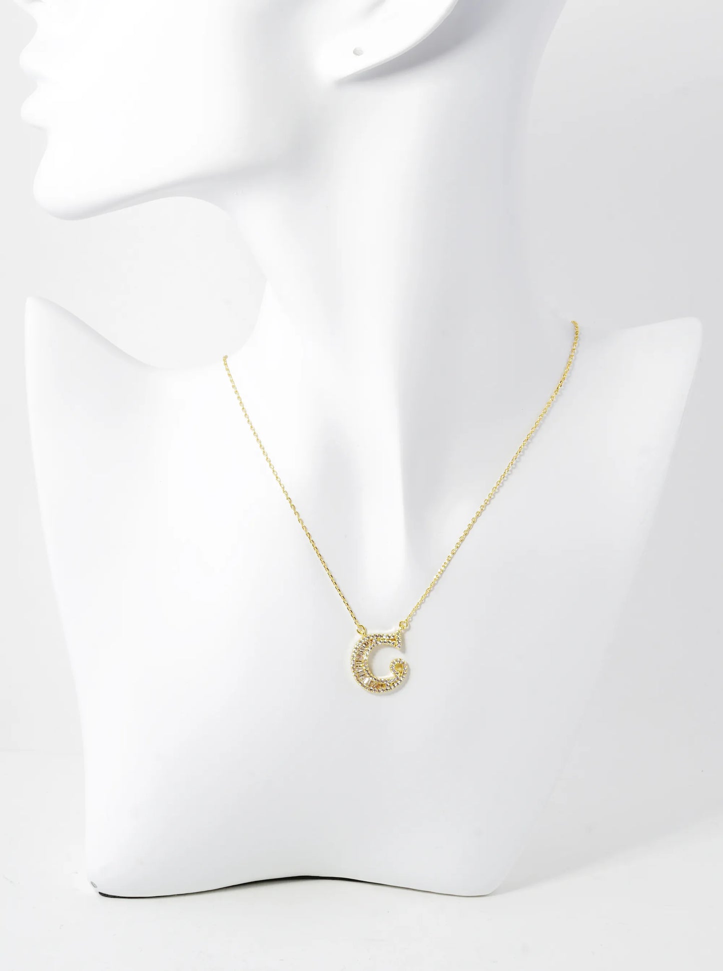 18K Gold Dipped Pave Set Cubic Zirconia Letter Pendant Initial Necklace