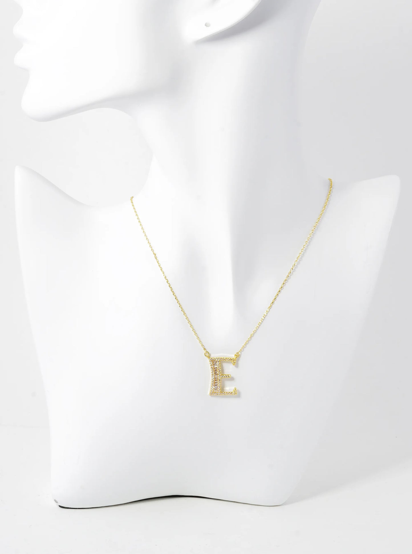 18K Gold Dipped Pave Set Cubic Zirconia Letter Pendant Initial Necklace