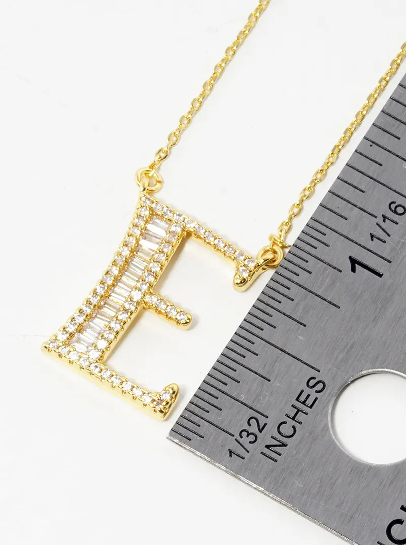 18K Gold Dipped Pave Set Cubic Zirconia Letter Pendant Initial Necklace