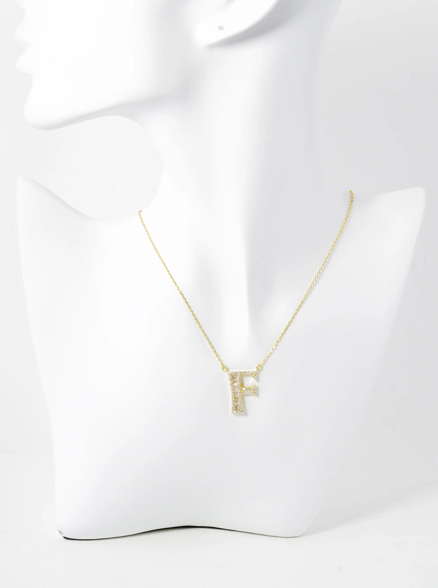 18K Gold Dipped Pave Set Cubic Zirconia Letter Pendant Initial Necklace
