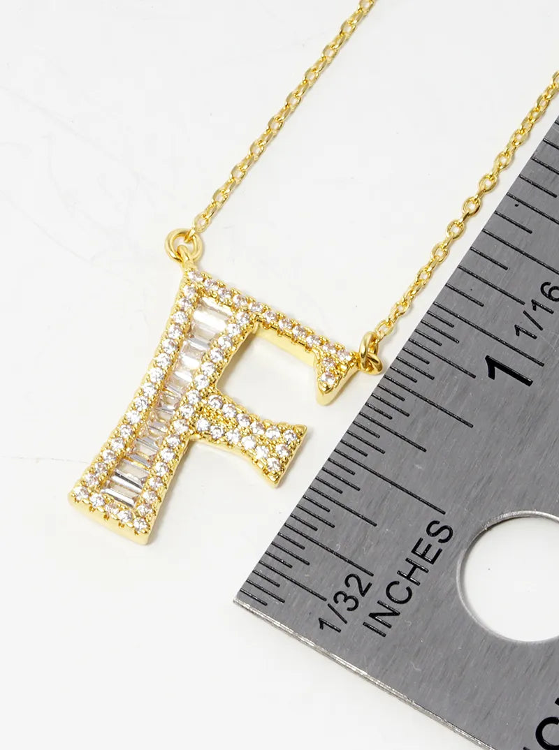 18K Gold Dipped Pave Set Cubic Zirconia Letter Pendant Initial Necklace