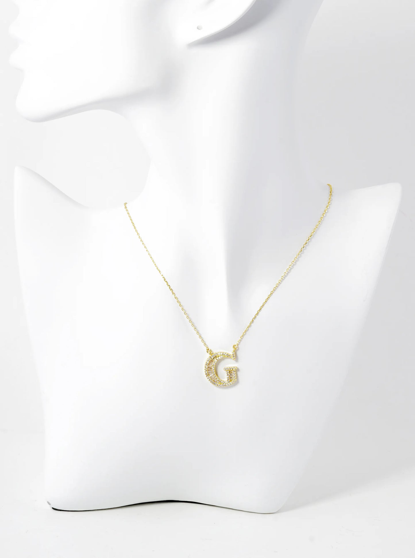18K Gold Dipped Pave Set Cubic Zirconia Letter Pendant Initial Necklace