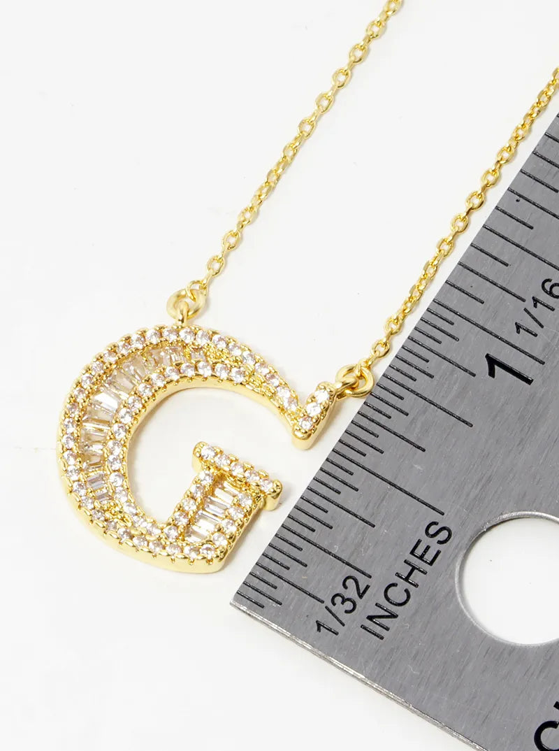 18K Gold Dipped Pave Set Cubic Zirconia Letter Pendant Initial Necklace