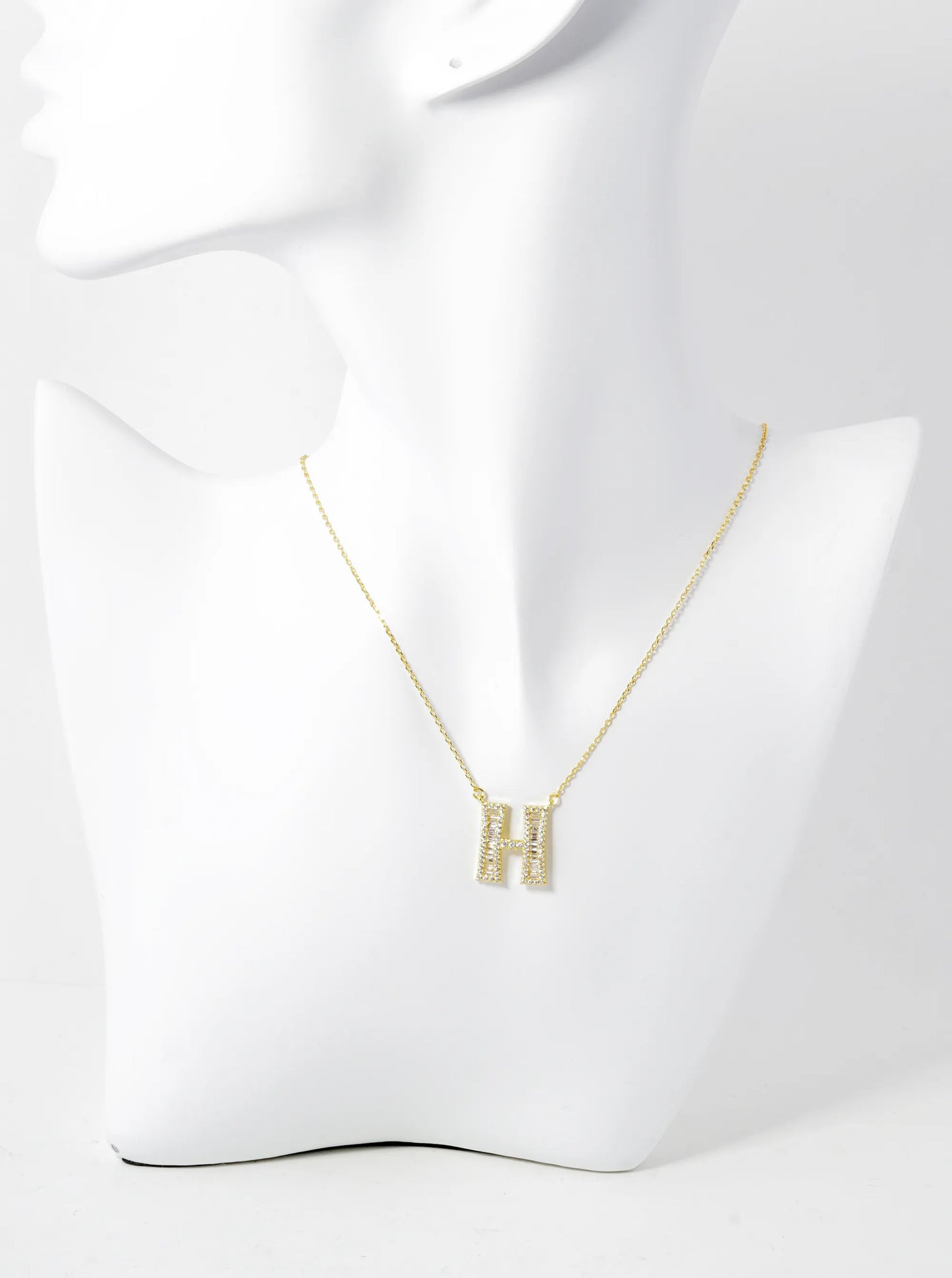18K Gold Dipped Pave Set Cubic Zirconia Letter Pendant Initial Necklace