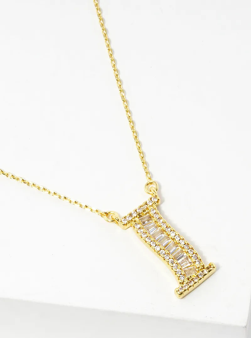 18K Gold Dipped Pave Set Cubic Zirconia Letter Pendant Initial Necklace