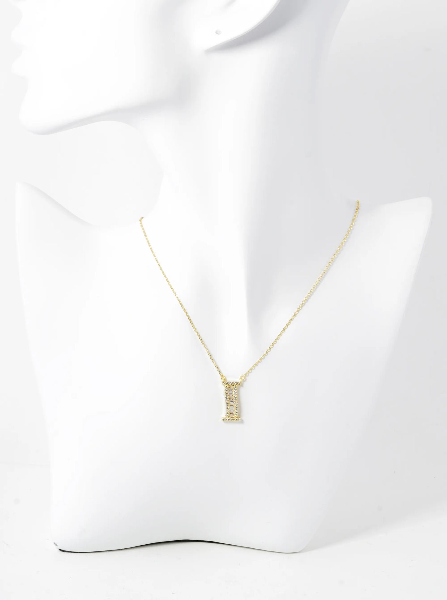 18K Gold Dipped Pave Set Cubic Zirconia Letter Pendant Initial Necklace