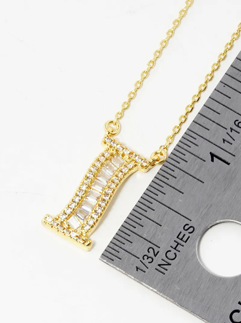 18K Gold Dipped Pave Set Cubic Zirconia Letter Pendant Initial Necklace