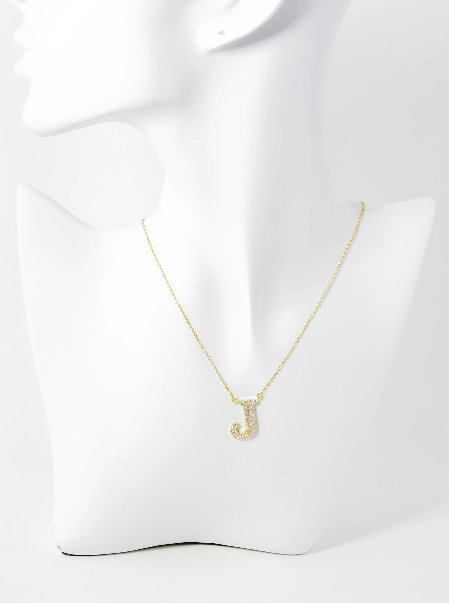 18K Gold Dipped Pave Set Cubic Zirconia Letter Pendant Initial Necklace