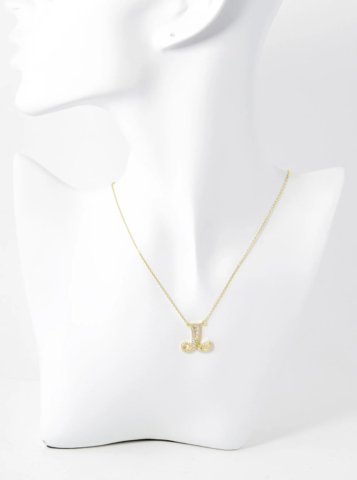 18K Gold Dipped Pave Set Cubic Zirconia Letter Pendant Initial Necklace