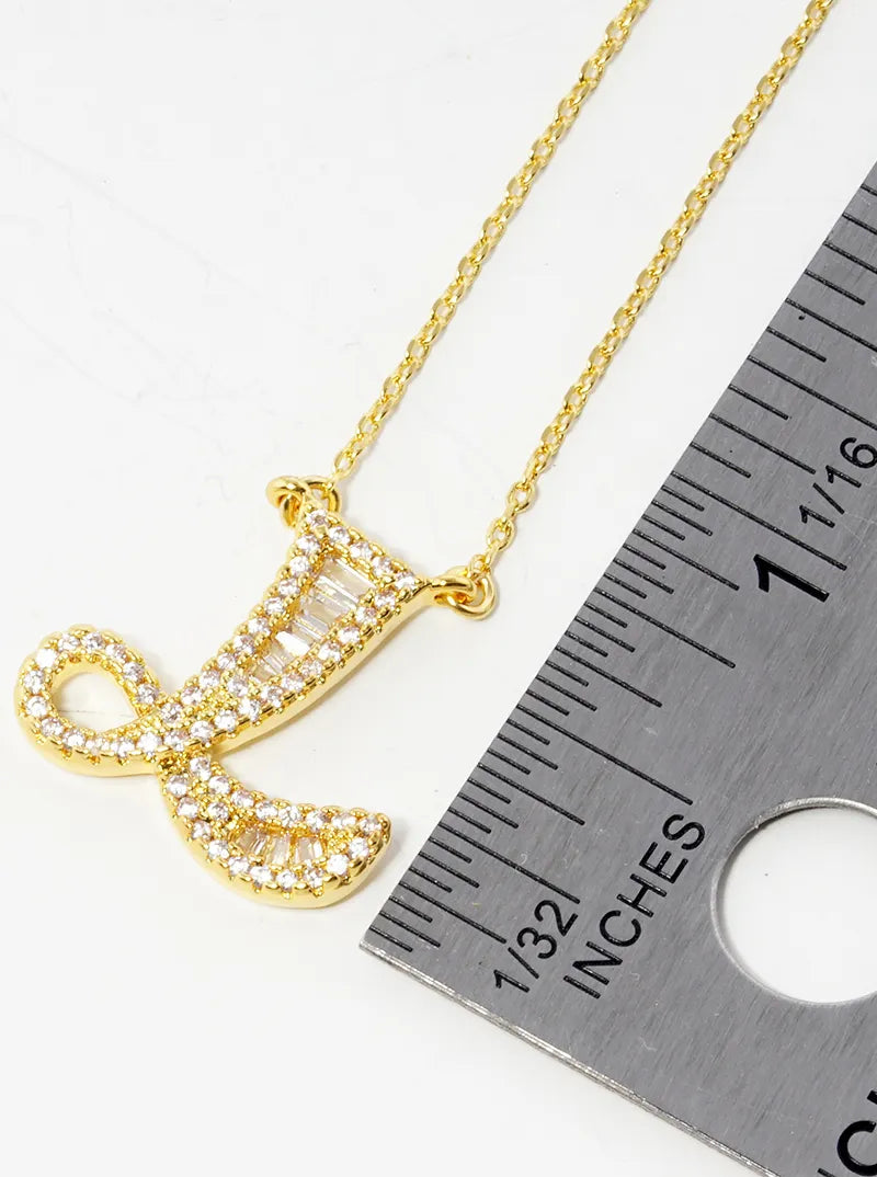 18K Gold Dipped Pave Set Cubic Zirconia Letter Pendant Initial Necklace