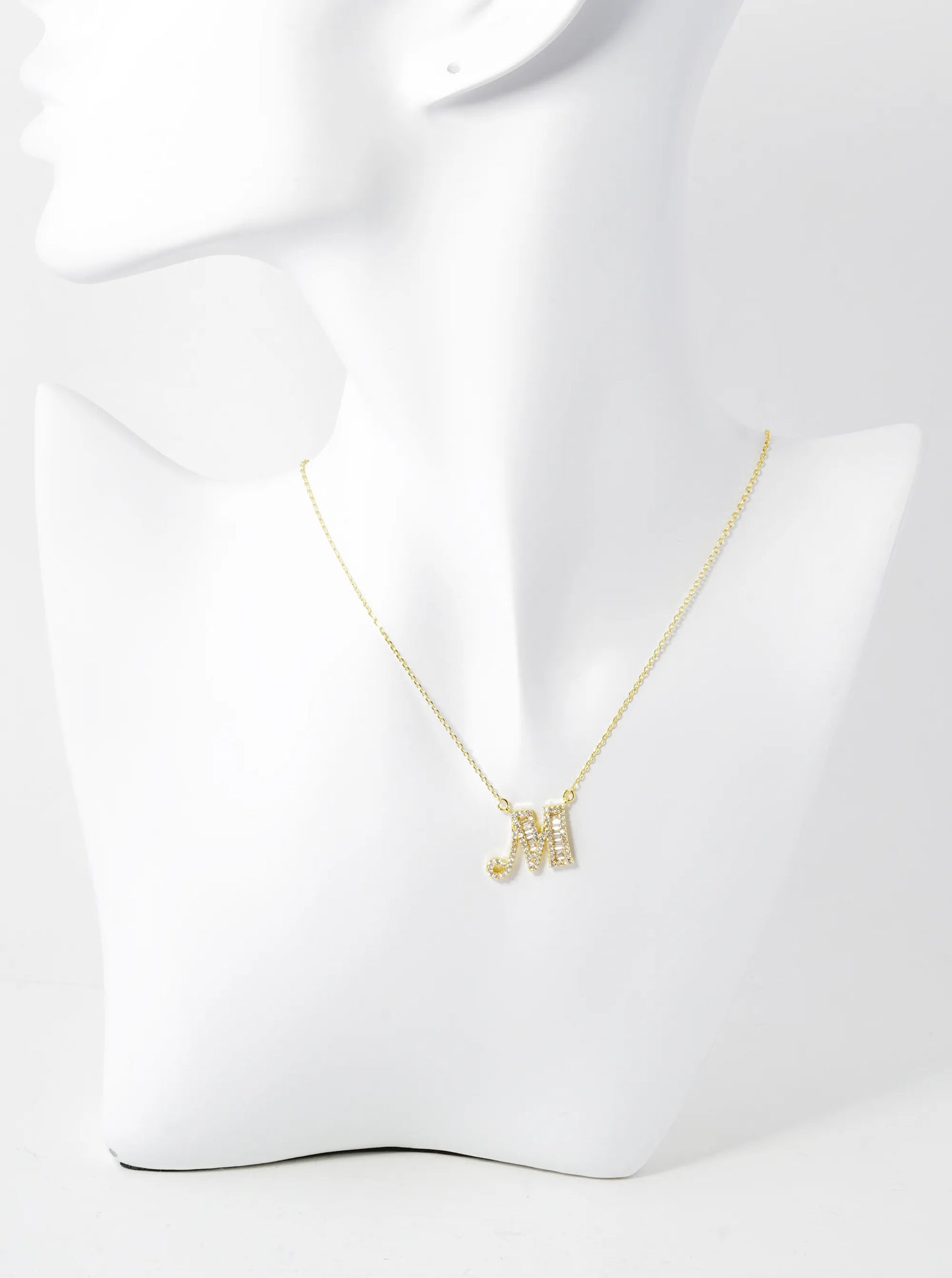 18K Gold Dipped Pave Set Cubic Zirconia Letter Pendant Initial Necklace