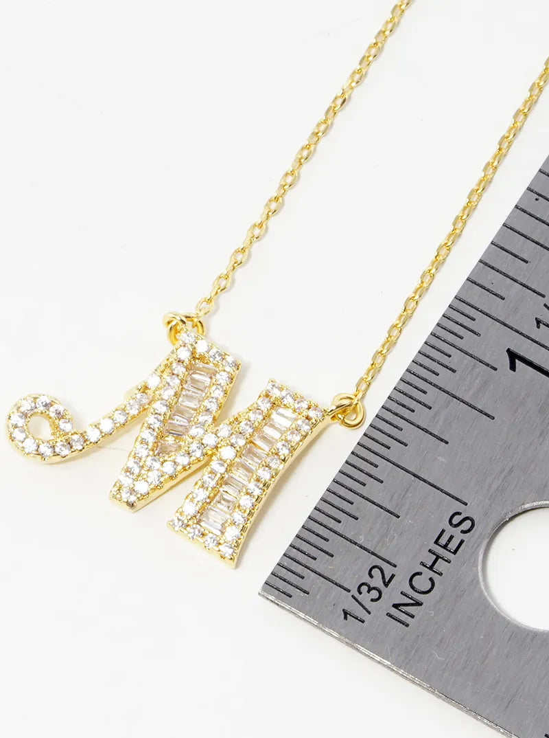 18K Gold Dipped Pave Set Cubic Zirconia Letter Pendant Initial Necklace