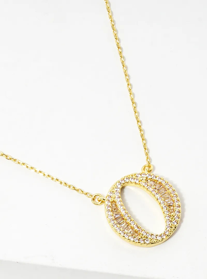 18K Gold Dipped Pave Set Cubic Zirconia Letter Pendant Initial Necklace