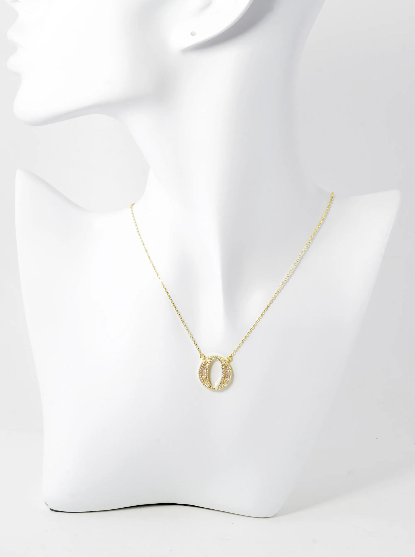 18K Gold Dipped Pave Set Cubic Zirconia Letter Pendant Initial Necklace