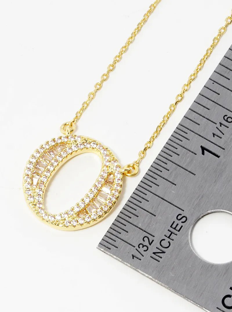18K Gold Dipped Pave Set Cubic Zirconia Letter Pendant Initial Necklace