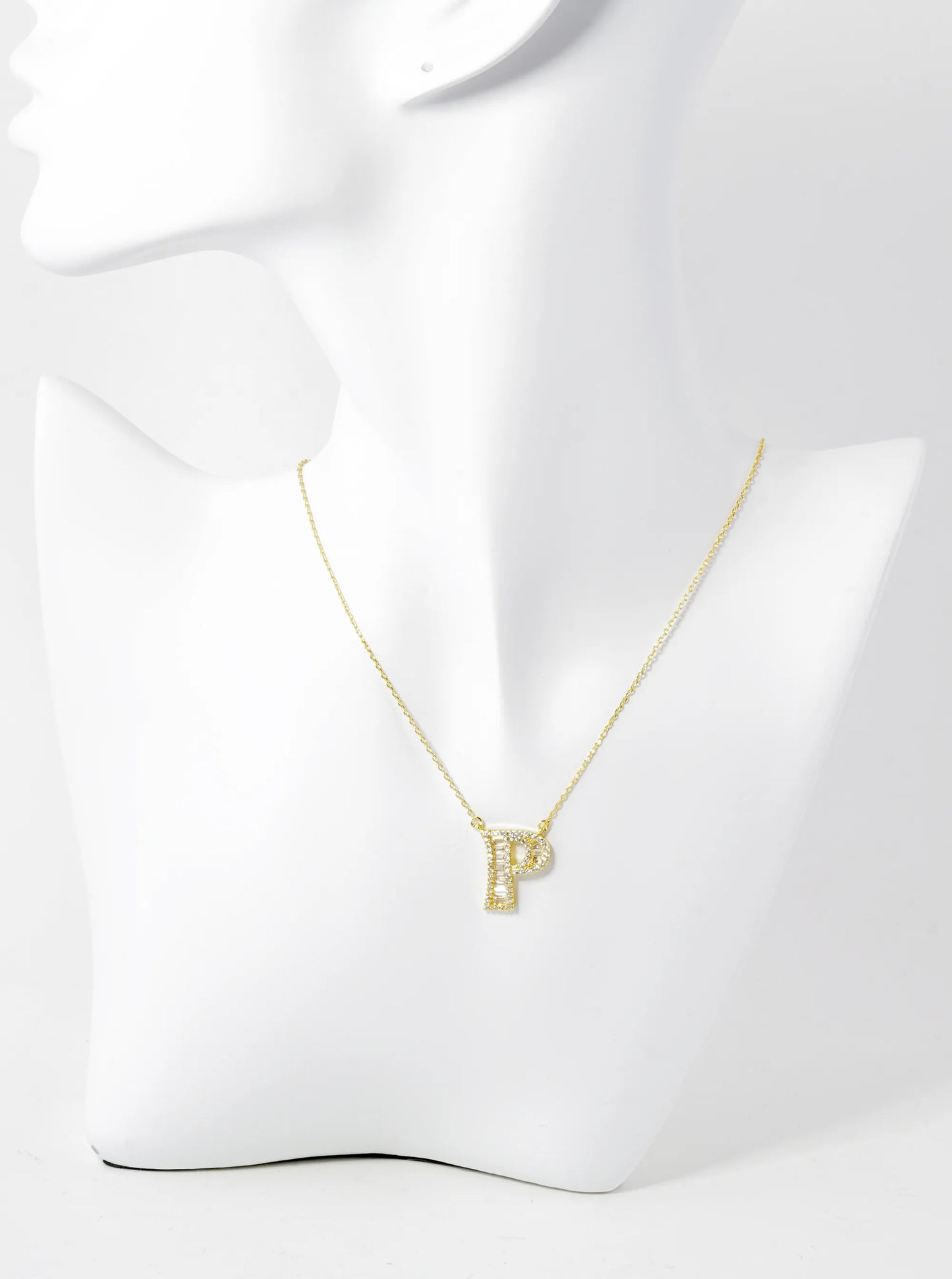 18K Gold Dipped Pave Set Cubic Zirconia Letter Pendant Initial Necklace