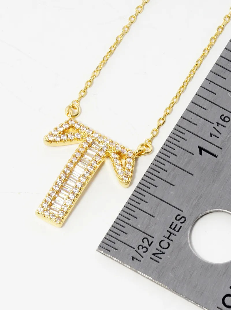 18K Gold Dipped Pave Set Cubic Zirconia Letter Pendant Initial Necklace