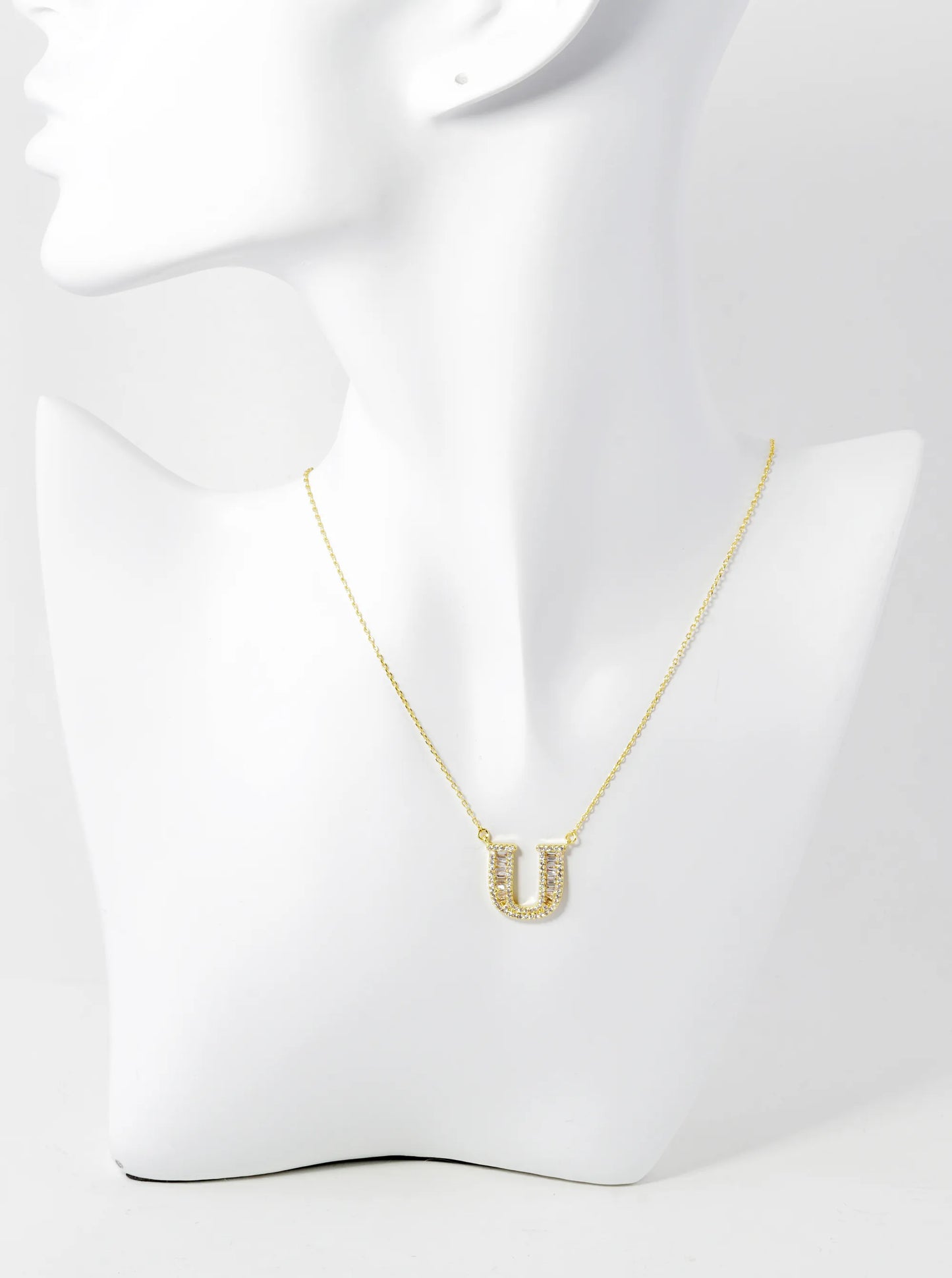 18K Gold Dipped Pave Set Cubic Zirconia Letter Pendant Initial Necklace