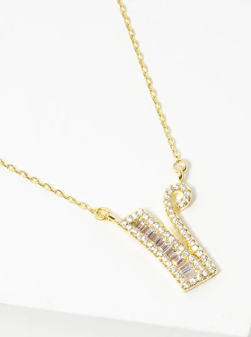 18K Gold Dipped Pave Set Cubic Zirconia Letter Pendant Initial Necklace