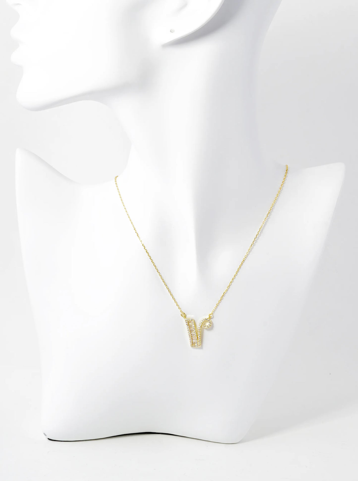 18K Gold Dipped Pave Set Cubic Zirconia Letter Pendant Initial Necklace