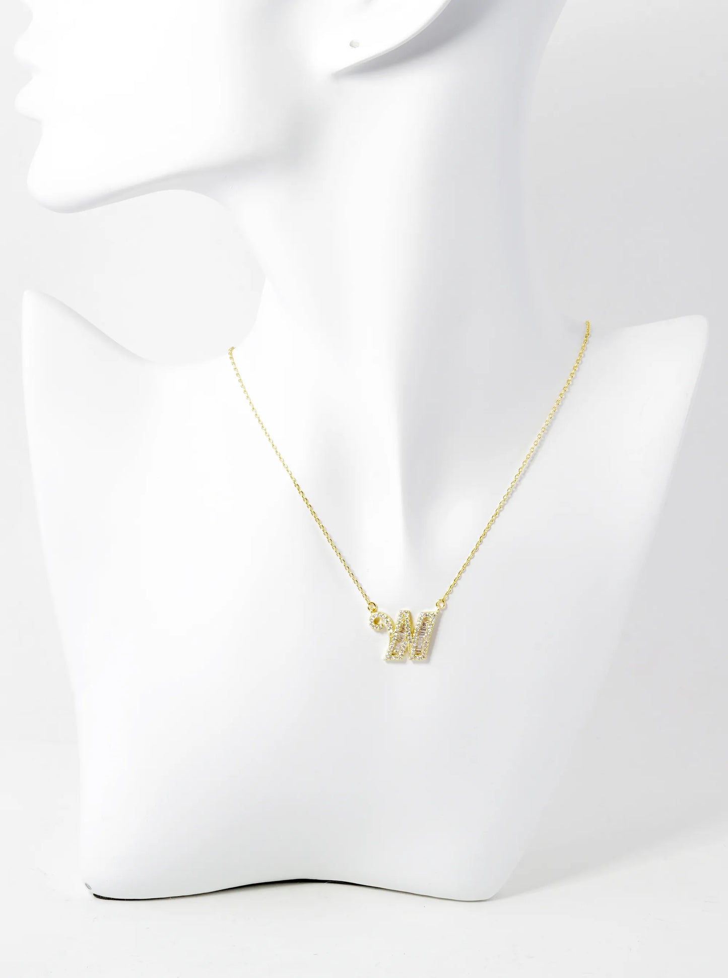 18K Gold Dipped Pave Set Cubic Zirconia Letter Pendant Initial Necklace