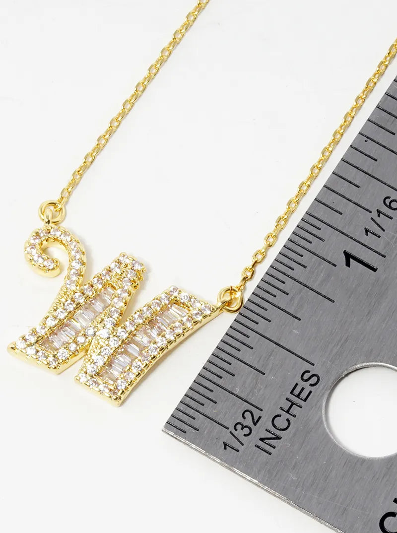 18K Gold Dipped Pave Set Cubic Zirconia Letter Pendant Initial Necklace