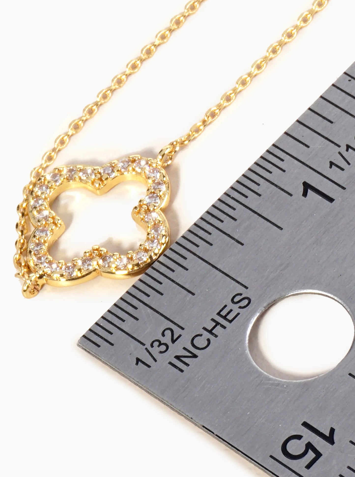 18K Gold Dipped Pave Set Cubic Zirconia Quatrefoil Chain Anklet