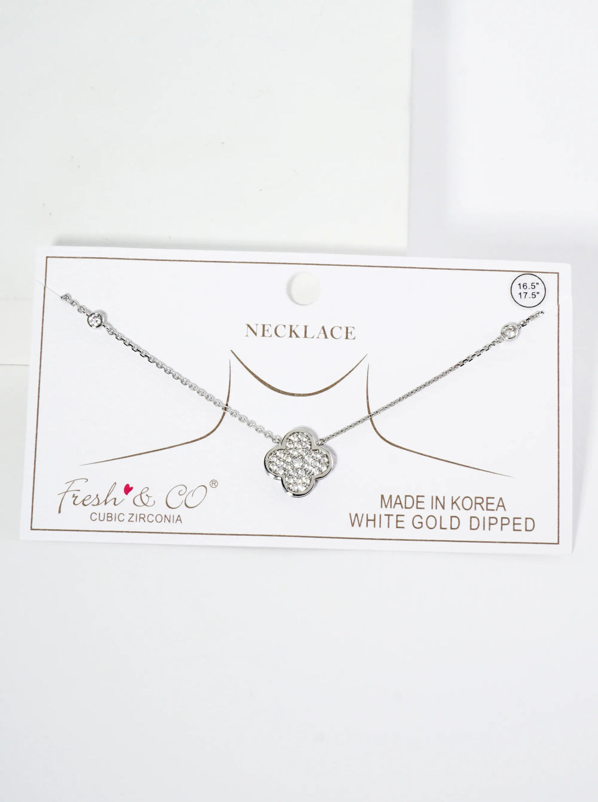 18K Gold Dipped Pave Set Cubic Zirconia Quatrefoil Pendant Necklace