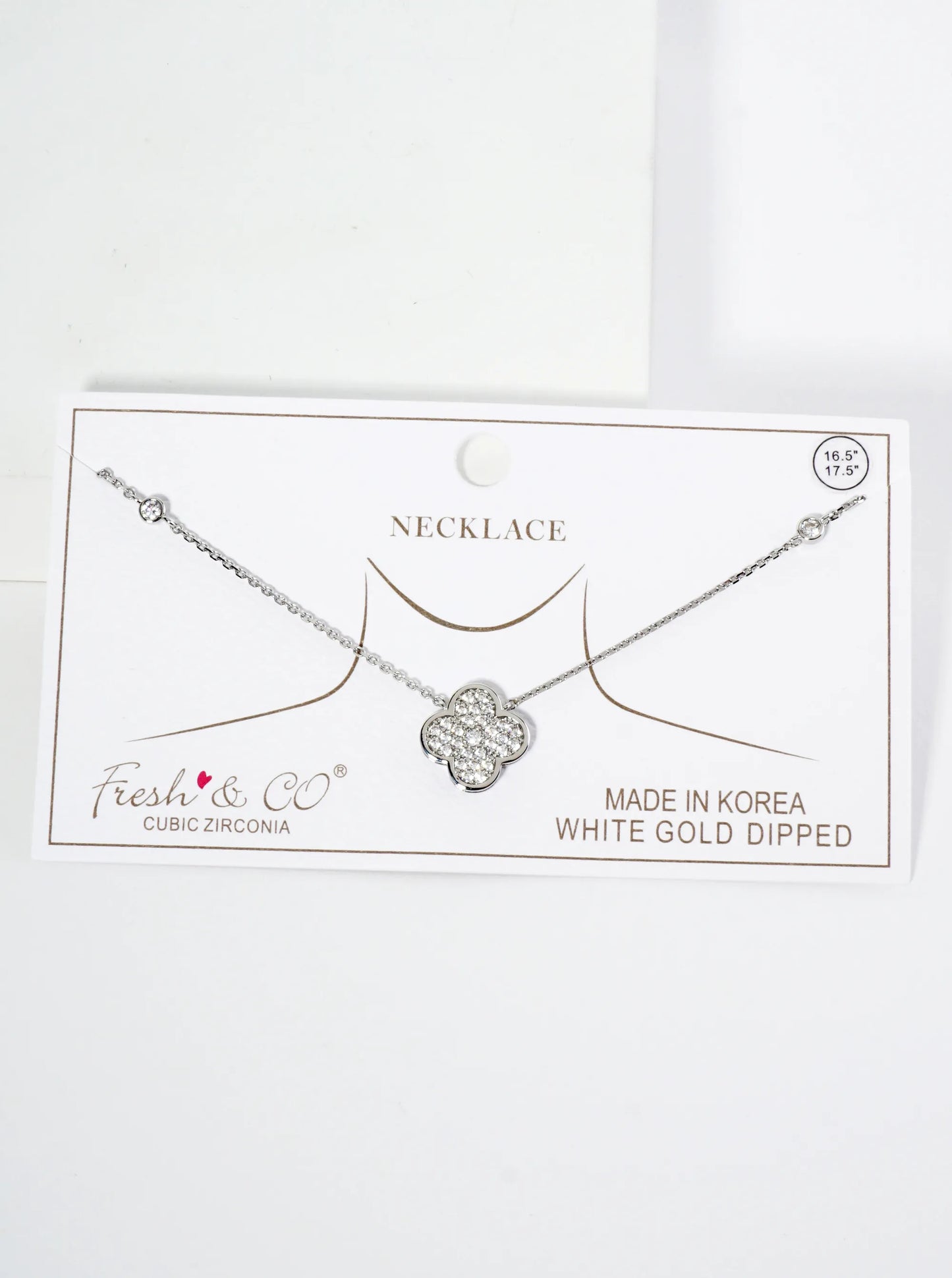 18K Gold Dipped Pave Set Cubic Zirconia Quatrefoil Pendant Necklace