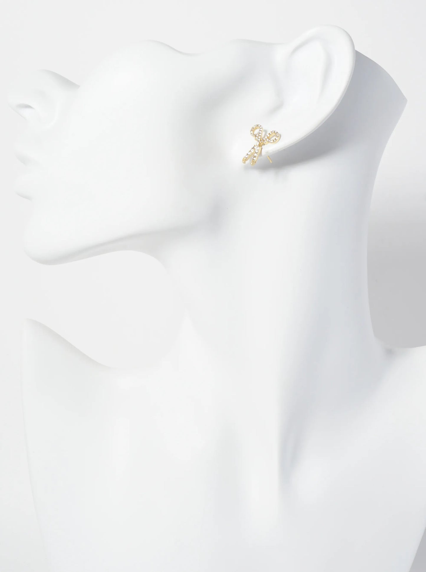 18K-Gold-Dipped Pave-Set Cubic-Zirconia Scissors Stud Earrings