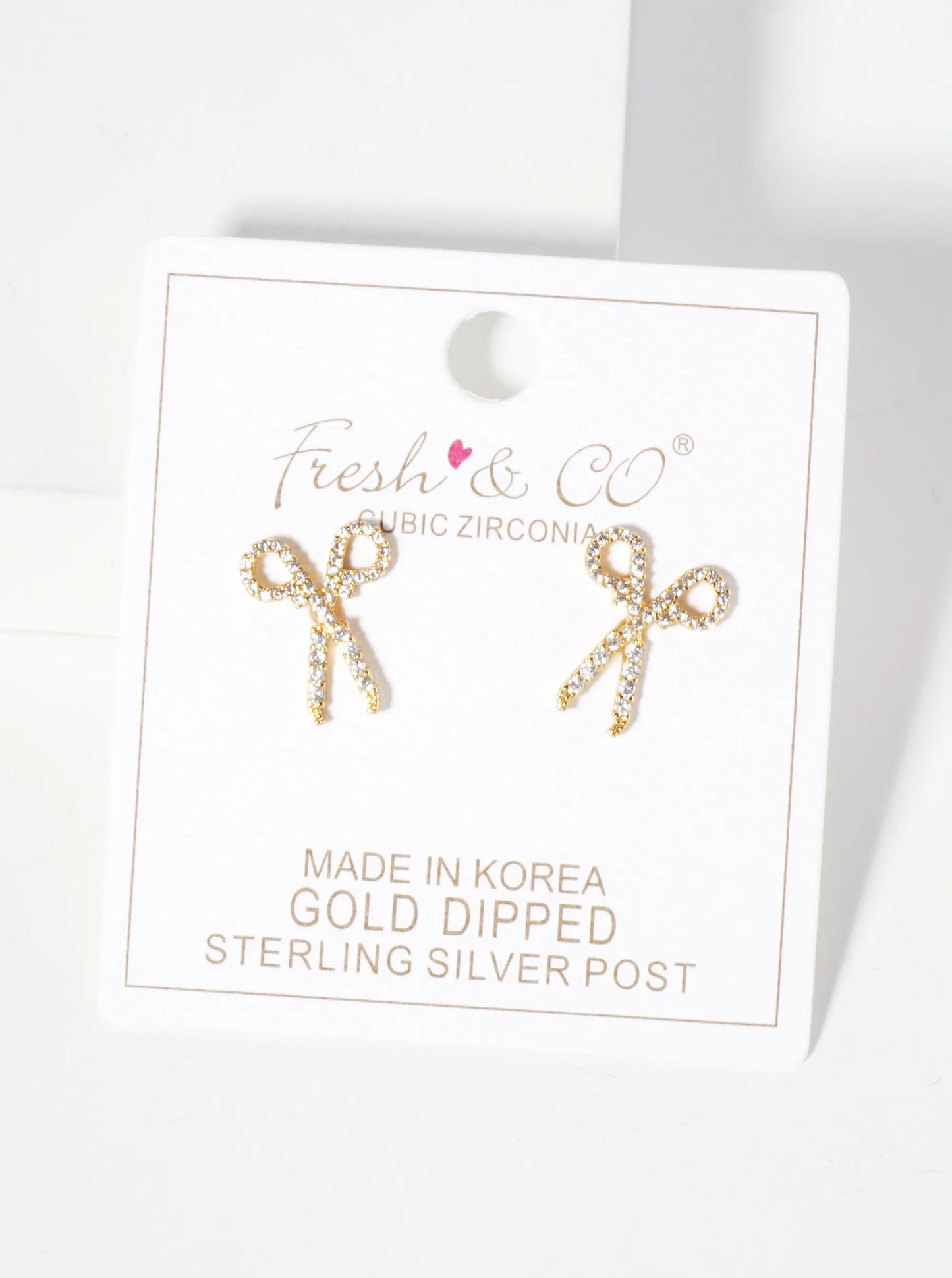 18K-Gold-Dipped Pave-Set Cubic-Zirconia Scissors Stud Earrings