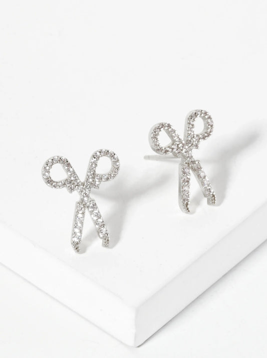 18K-Gold-Dipped Pave-Set Cubic-Zirconia Scissors Stud Earrings