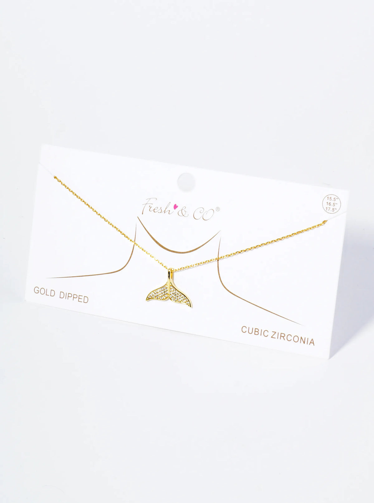 18K-Gold-Dipped Pave-Set Cubic-Zirconia Whale Tail Pendant Necklace