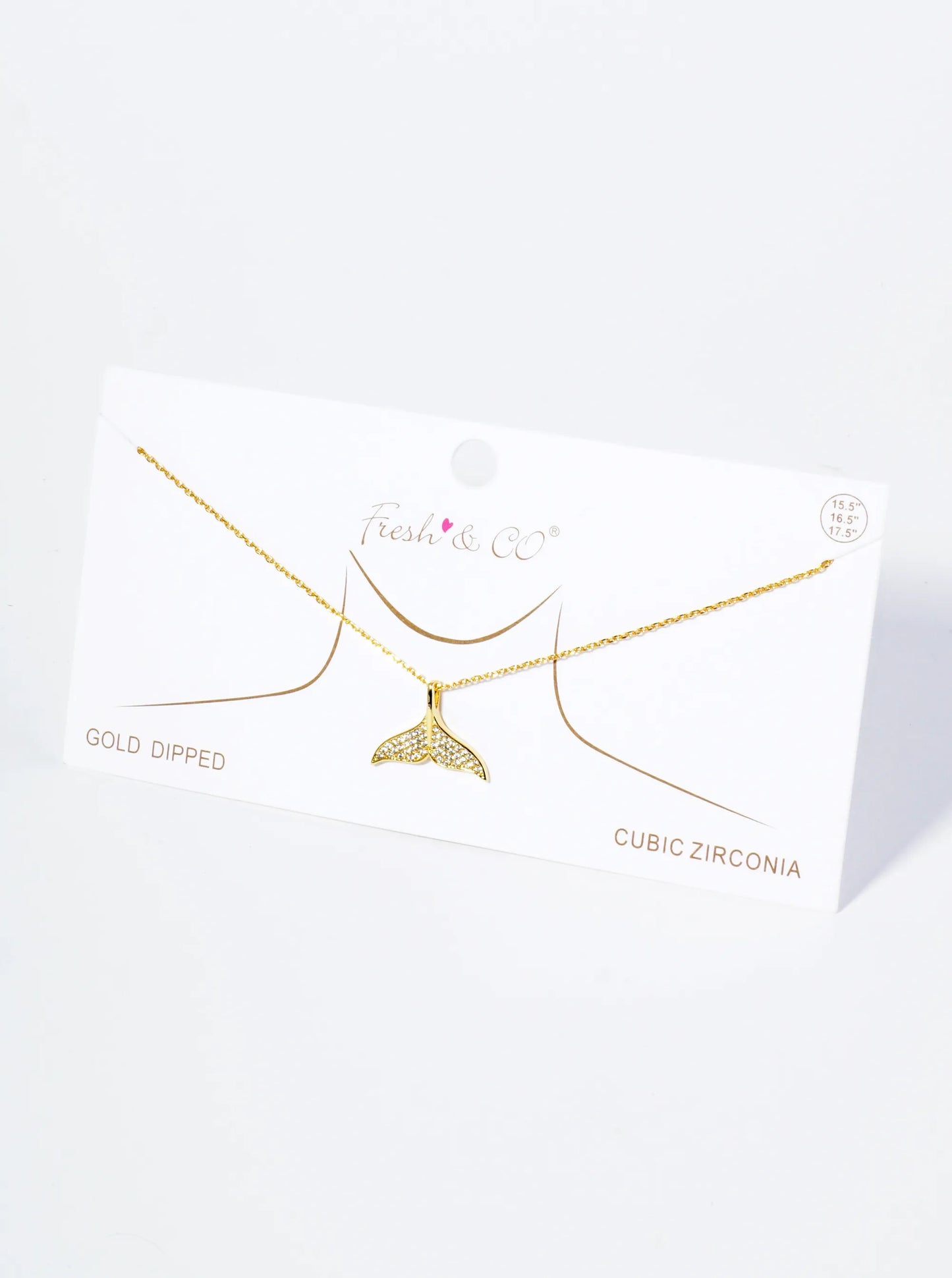 18K-Gold-Dipped Pave-Set Cubic-Zirconia Whale Tail Pendant Necklace