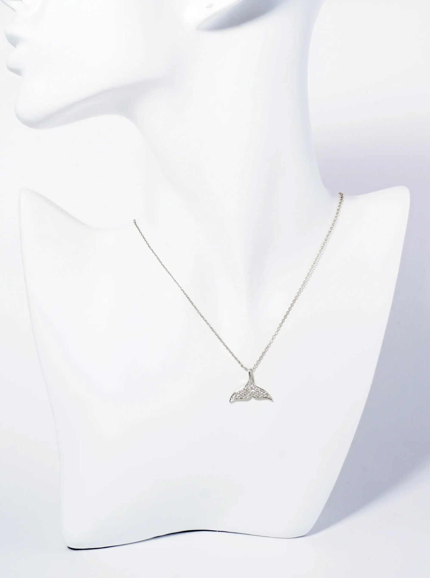 18K-Gold-Dipped Pave-Set Cubic-Zirconia Whale Tail Pendant Necklace