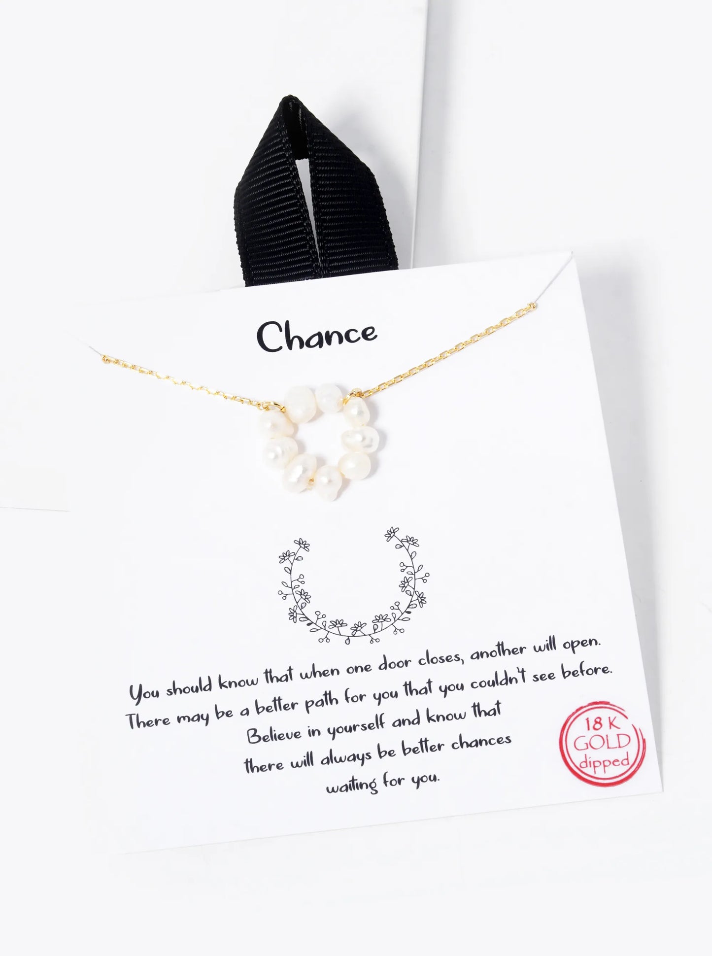 18K Gold Dipped Pearl Beaded Circle Pendant Necklace