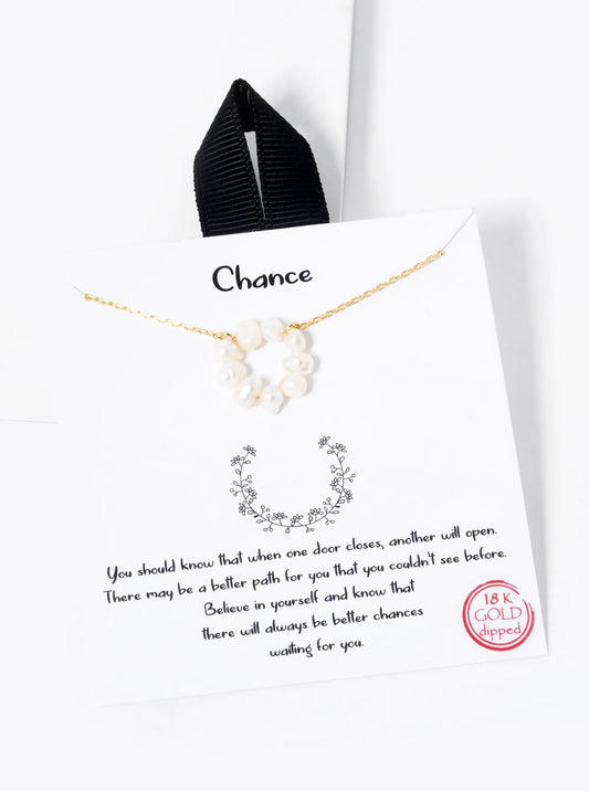 18K Gold Dipped Pearl Beaded Circle Pendant Necklace