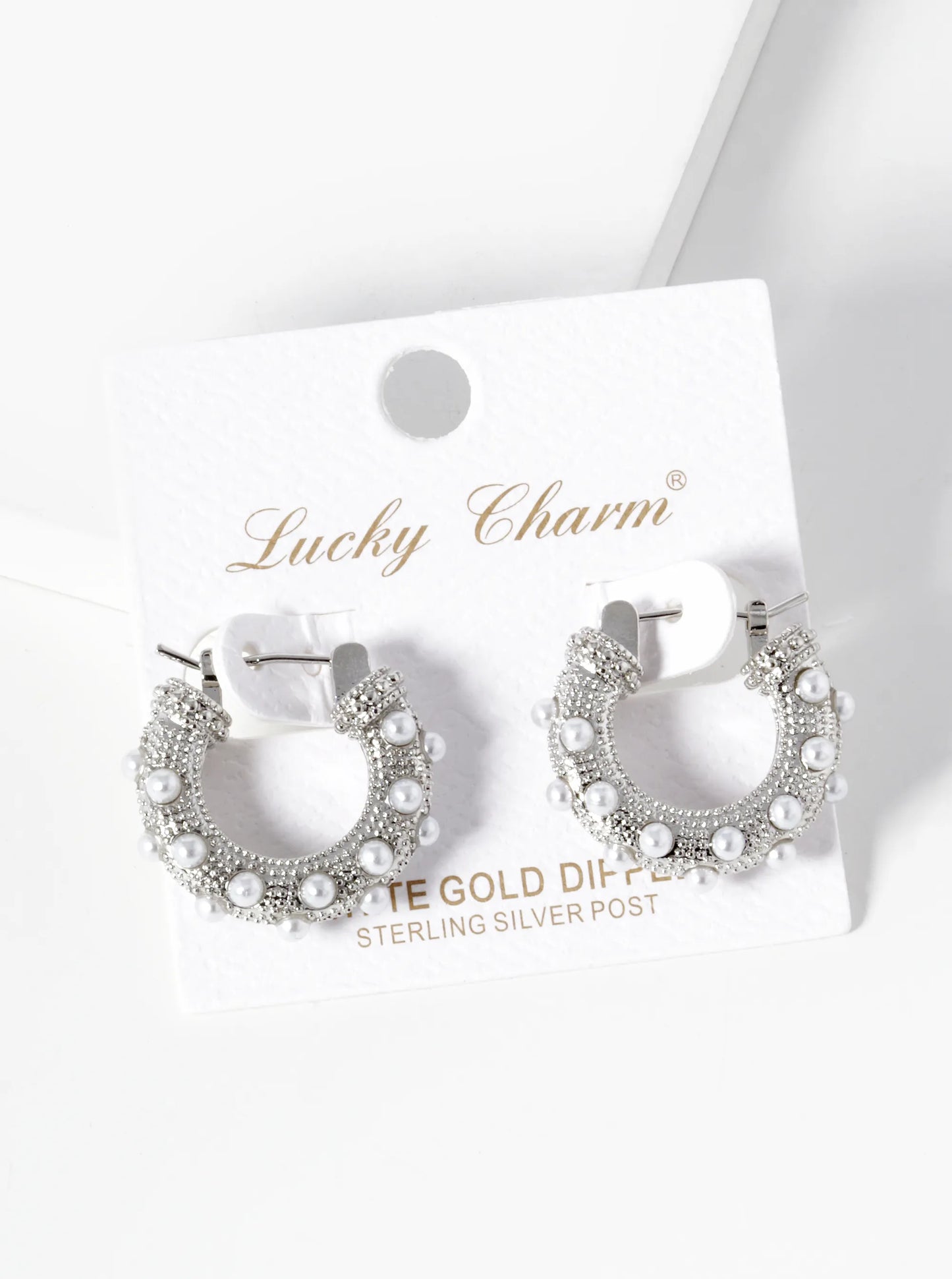 18K Gold Dipped Pearl Beaded Latch Back Hoop Earrings