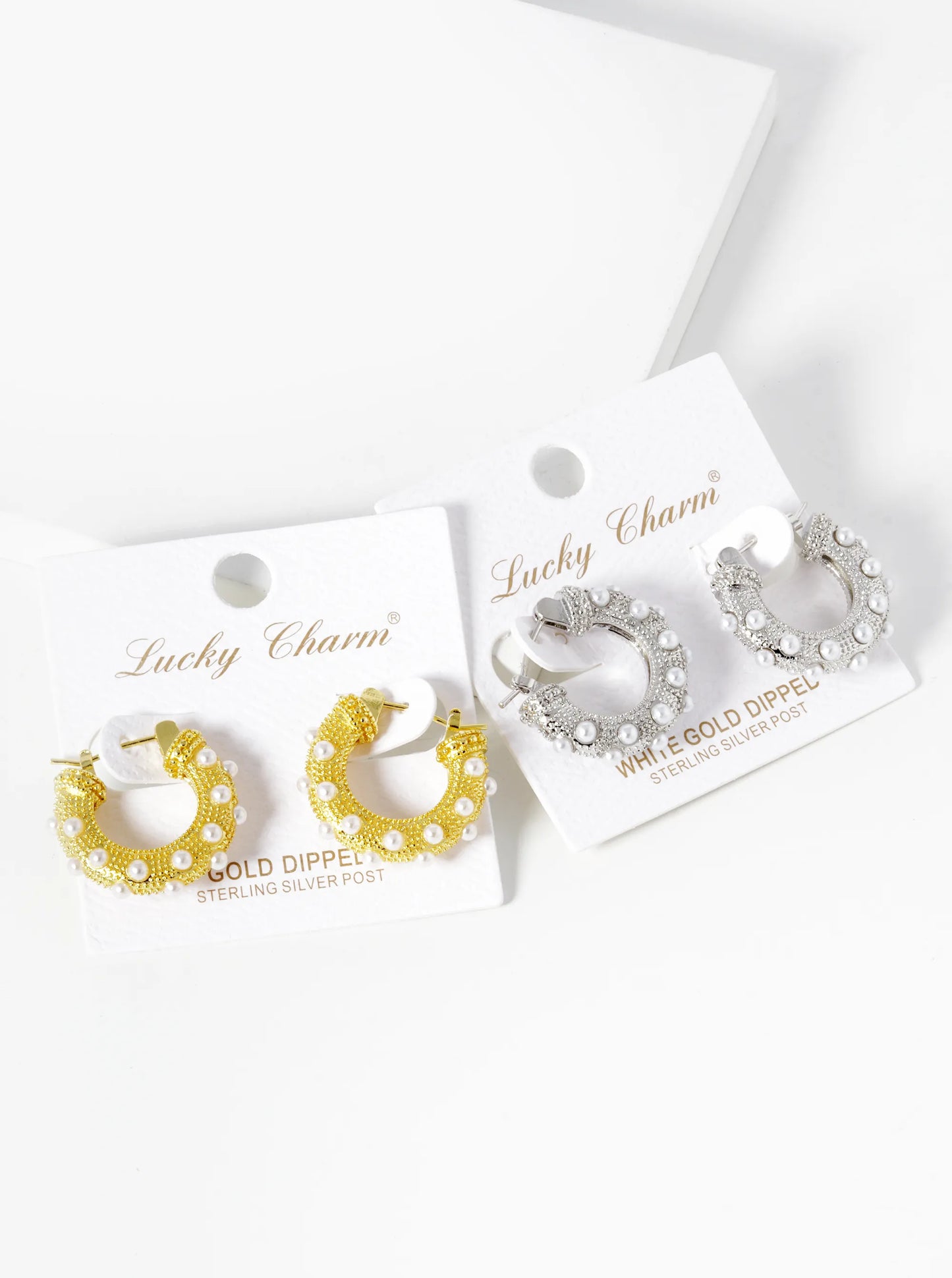 18K Gold Dipped Pearl Beaded Latch Back Hoop Earrings