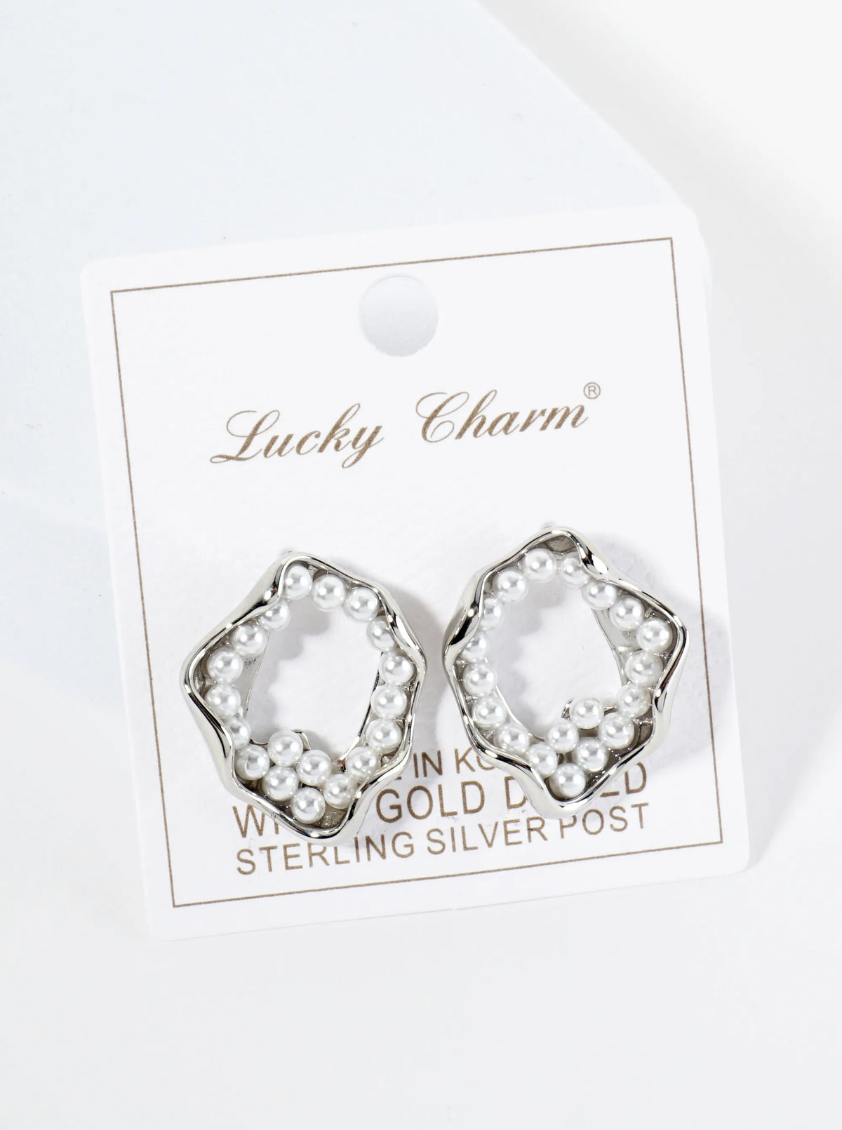 18K Gold Dipped Pearl Beaded Organic Circle Post Earrings