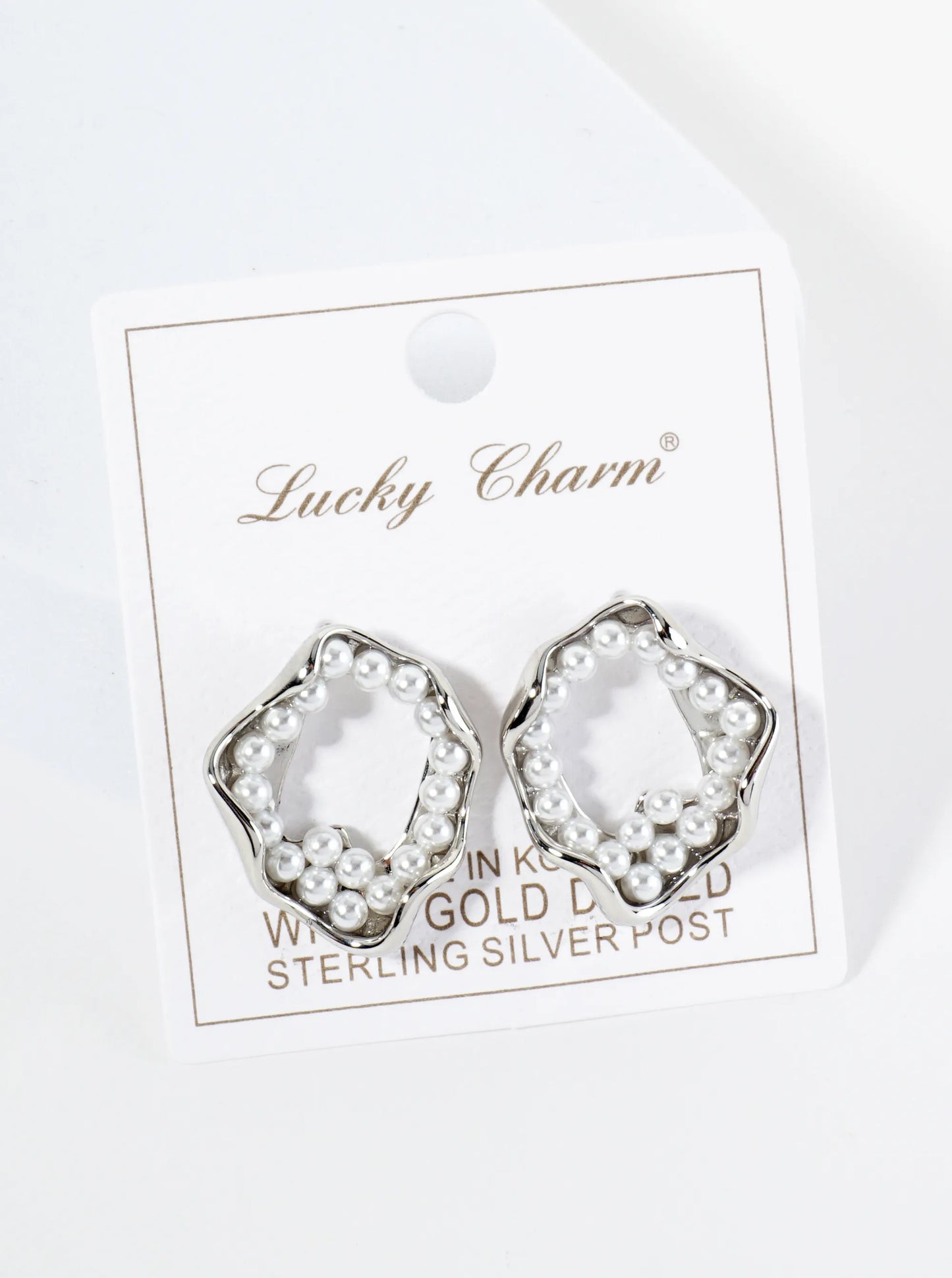 18K Gold Dipped Pearl Beaded Organic Circle Post Earrings