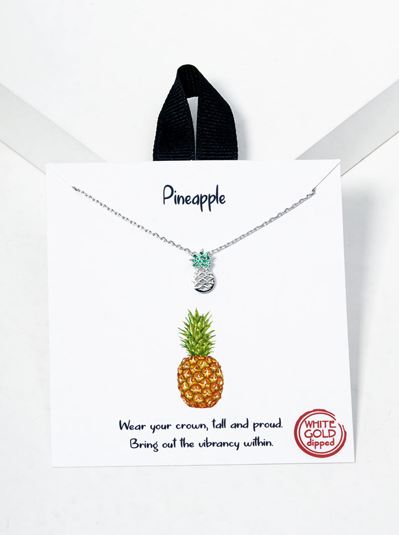 18K Gold Dipped Peridot CZ Pave Pineapple Pendant Necklace