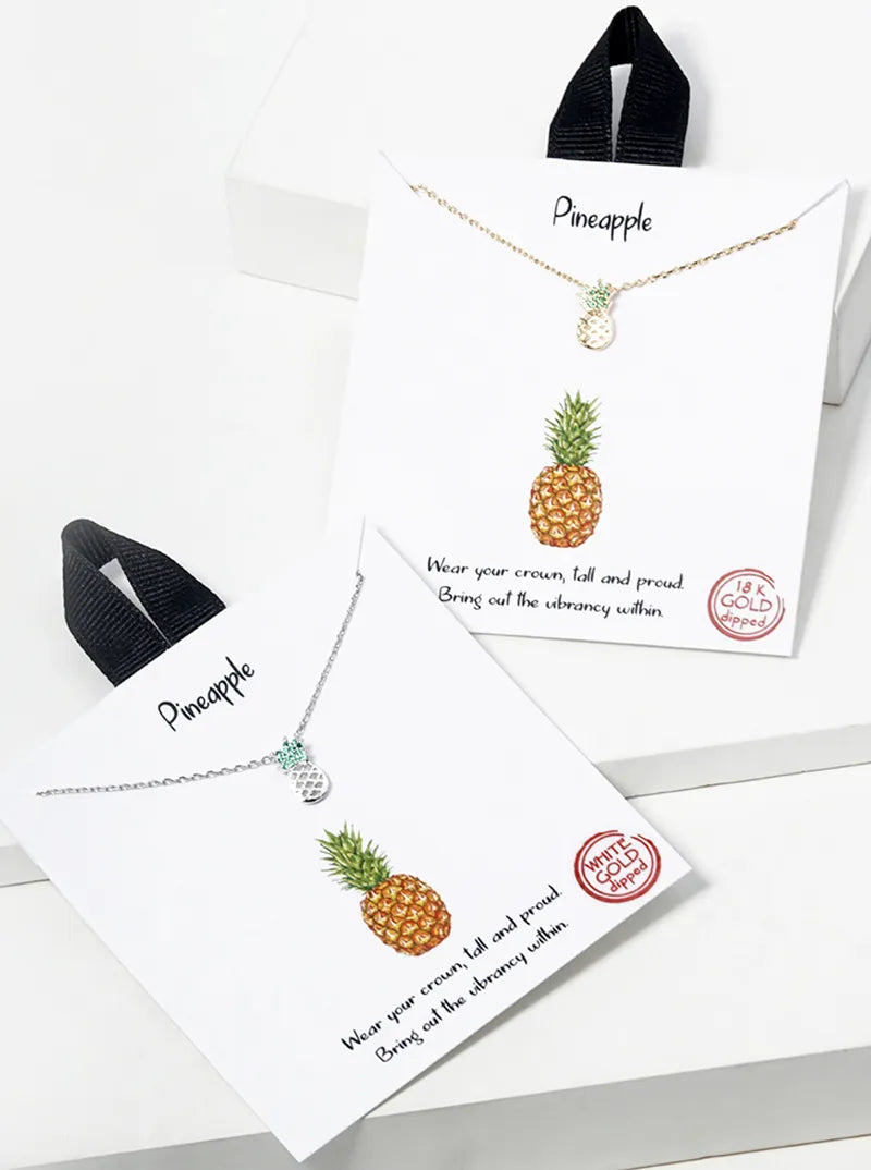 18K Gold Dipped Peridot CZ Pave Pineapple Pendant Necklace