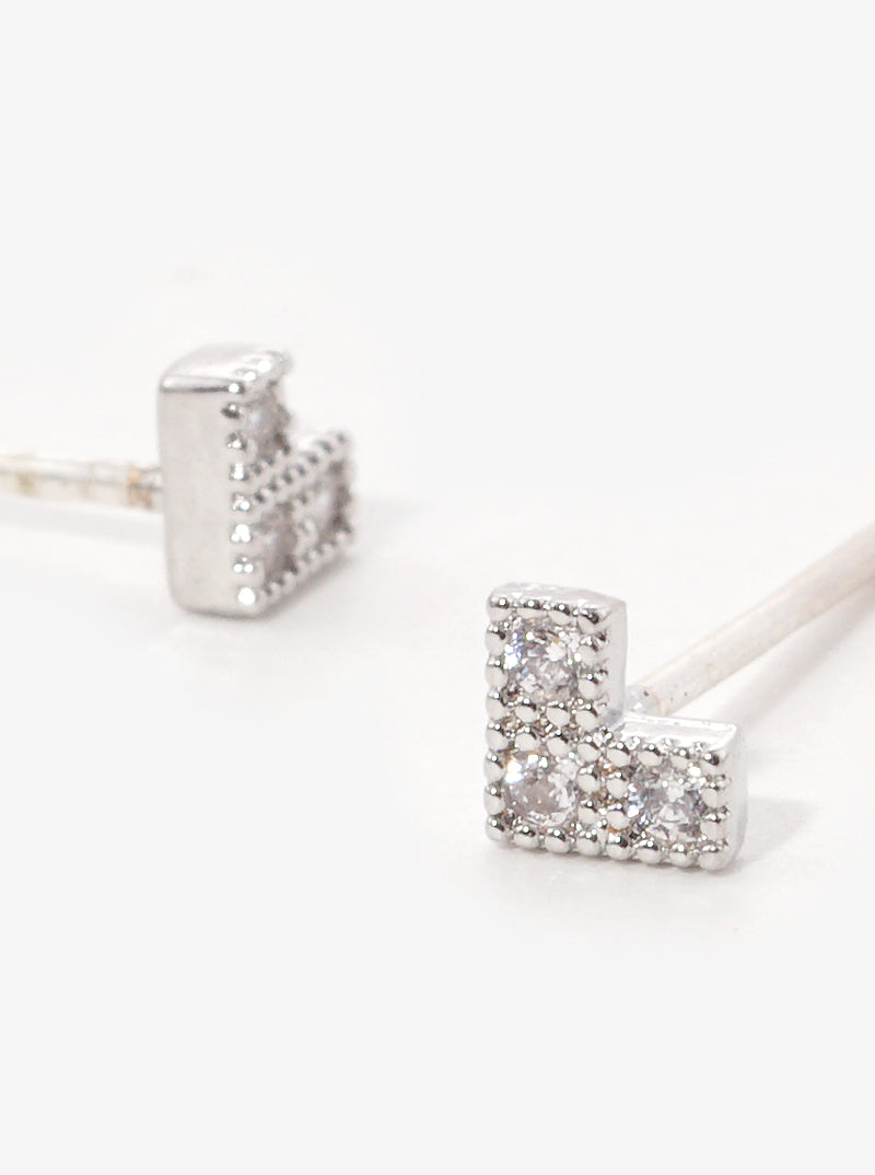 18K Gold Dipped Pixelated Small Heart Minimalist Stud Earrings