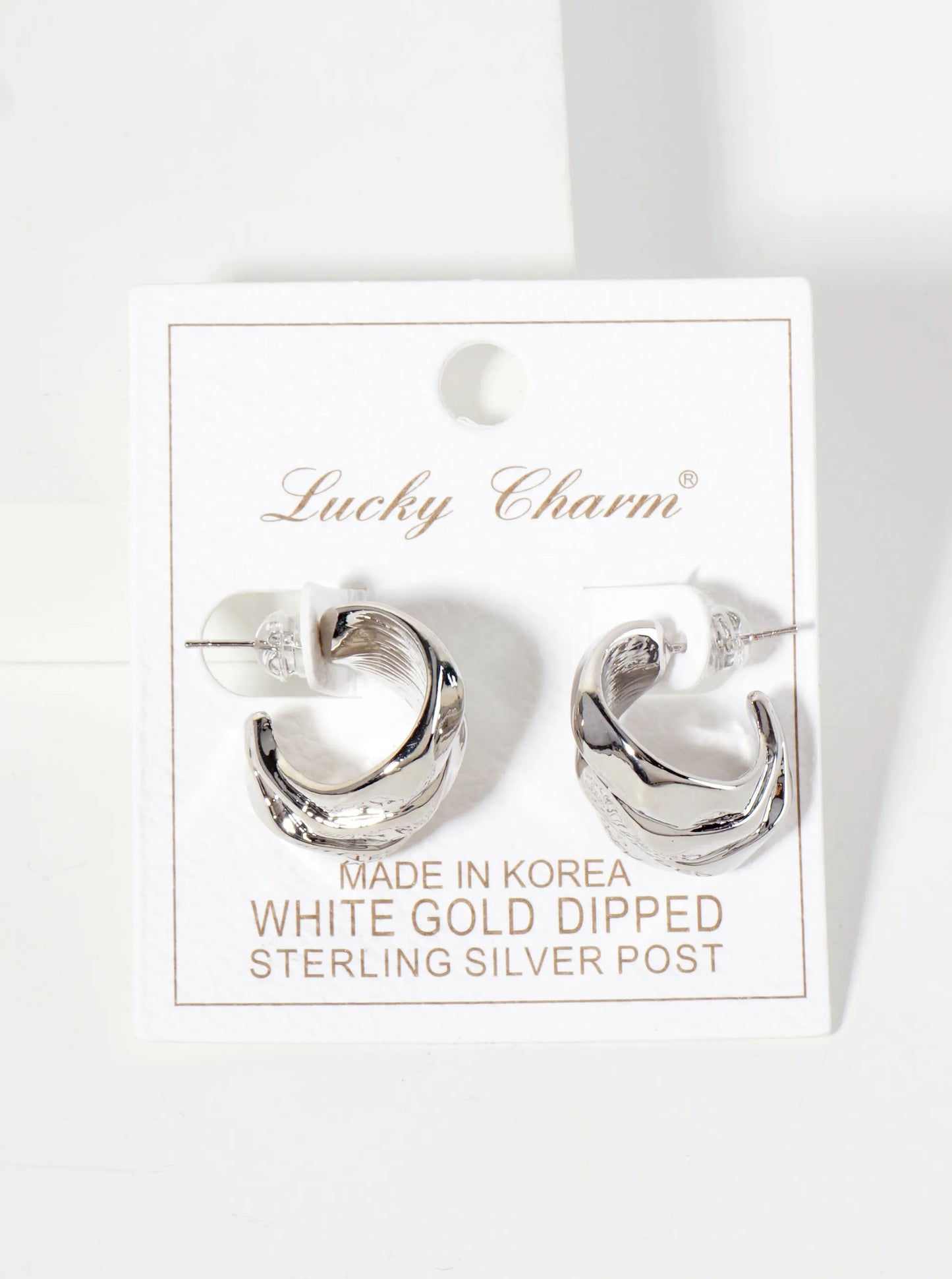 18K-Gold-Dipped Polished 20mm Textured Brass Hoop Earrings With-Three-Interconnected-Loops