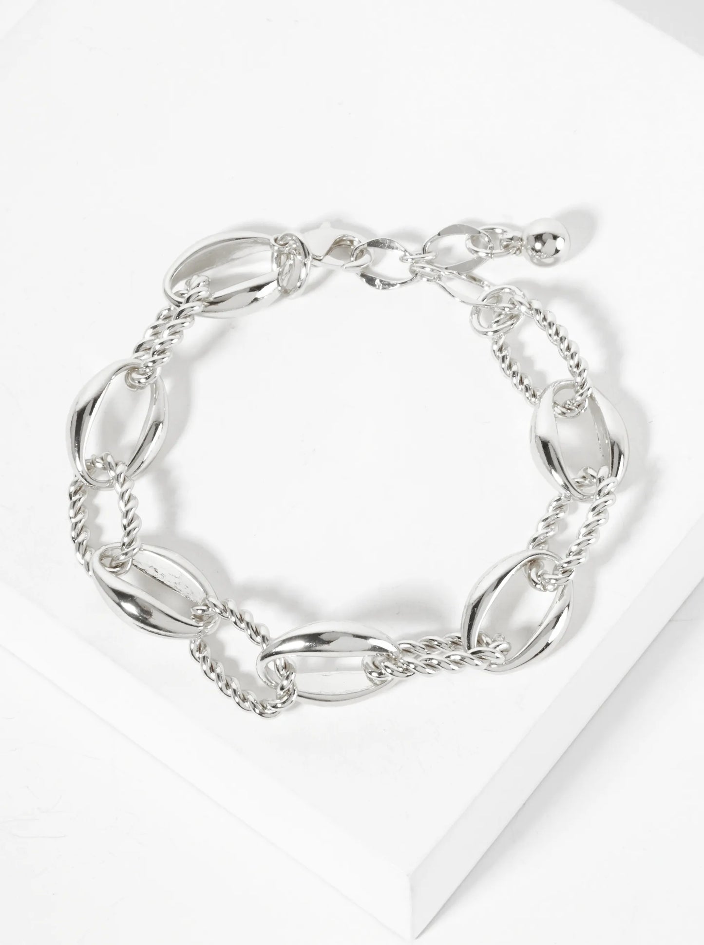 18K-Gold-Dipped Polished Brass 15mm Twisted Chain And Oval Link Bracelet