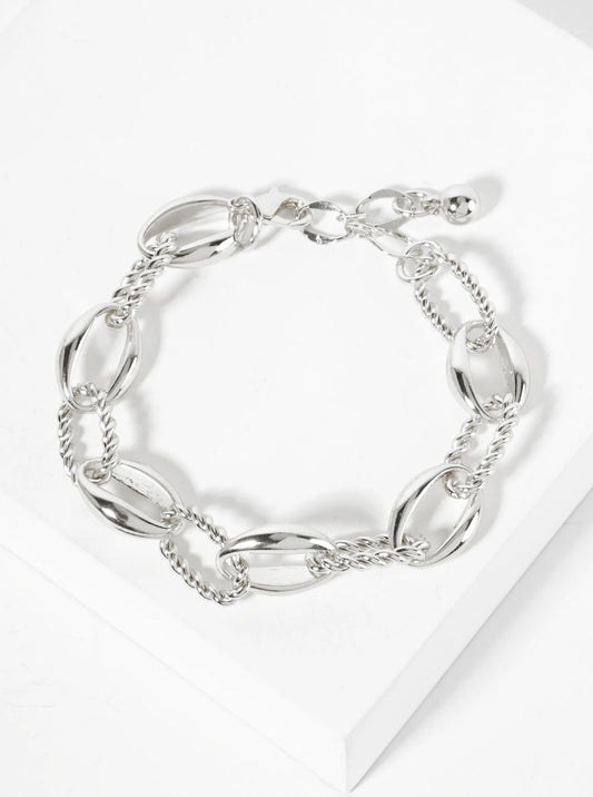18K-Gold-Dipped Polished Brass 15mm Twisted Chain And Oval Link Bracelet